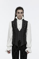 Black Sleeveless Jacquard Buckle Zip Men's Gothic Waistcoat